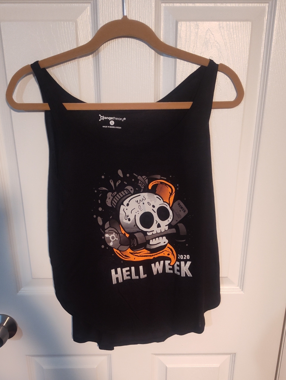 Orangetheory Black Tank with Orange Skull Graphic